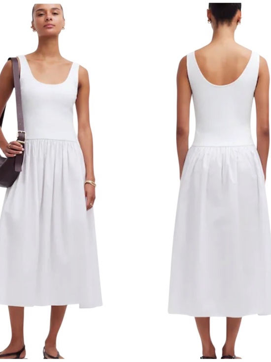 Madewell Dresses & Skirts - Madewell NQ613 White Ribbed Drop Waist Tank Midi Dress Large
